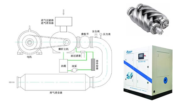 珂勒曦容积式无油螺杆鼓风机运行结构图